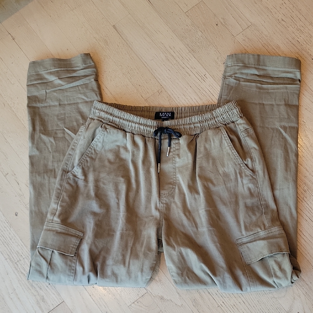 Boohoo Tan Cargo Pants Relaxed Fit